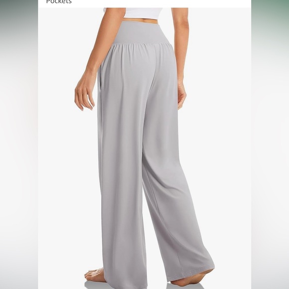 NWT SUNYAA light gray,wide leg,VCross high waist tummy control Yoga pant size L. - Picture 2 of 11